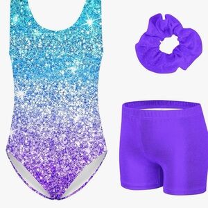 Sparkling Blue and Purple Gymnastics Set
